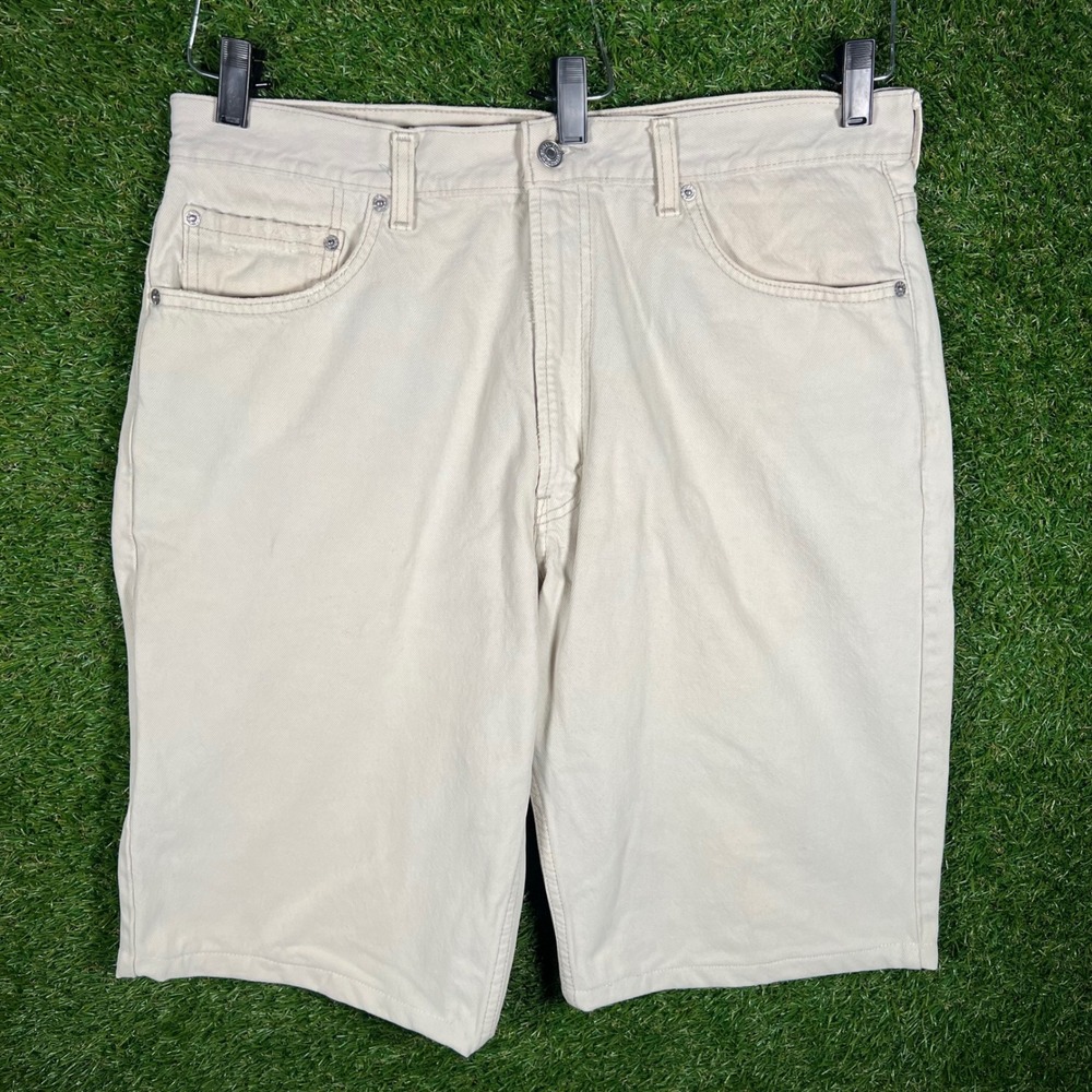 Levis 550 Relaxed Fit Denim Shorts Mens 36 Beige Tan Cotton Casual 4325